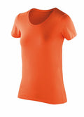 A Spiro S280F plain short-sleeve t-shirt in orange displayed against a white background.