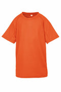 A Spiro S287J orange short-sleeved T-shirt is displayed against a plain white background. The T-shirt features a simple design with no visible logos or patterns.