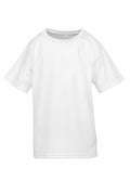 The Spiro S287J is a white short-sleeve T-shirt displayed on a plain white background. This blank shirt features a round neckline, making it ideal for casual wear.