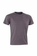 A plain gray short-sleeve T-shirt from Spiro, model S287X, is displayed against a white background. The T-shirt features a round neckline and a simple, smooth texture.