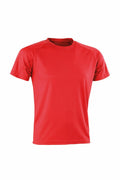 A solid red S287X short-sleeve T-shirt by Spiro displayed on a white background.