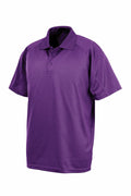 The Spiro S288X features a purple short-sleeve polo design with a collar and three-button placket, set against a white background.