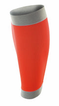The Spiro S290X is a red and grey calf compression sleeve engineered for support and comfort.