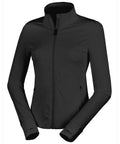 A black Jackets long-sleeve zip-up jacket features a high collar and two zipped side pockets, shown on a white background.