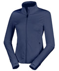 Jackets: Navy blue, plain zip-up with long sleeves, high collar, and side pockets. Displayed on a white background.