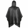 A Splashmac SC019 black hooded rain poncho showcased against a plain background.