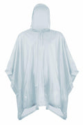 The Splashmac SC019 is a light gray hooded poncho, showcased against a white background. Featuring a loose fit with wide sleeves and an attached hood, it is designed for rain protection.