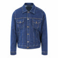 An AWDis So Denim SD060 jacket in blue denim, featuring a button closure and two chest pockets.