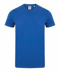 The product, SF121 by Skinnifit, is a plain blue T-shirt set against a white background, showcasing a simple round neckline and short sleeves.