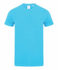 Skinnifit SF121 t-shirt in a vibrant blue hue features short sleeves and a classic crew neckline, presented against a simple white backdrop. The neckline area displays the product label.