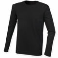 SF124 by Skinnifit: A black long-sleeve crewneck t-shirt featured on a plain background.