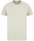 The product description for the Skinnifit SF130 features a plain, light beige T-shirt with short sleeves and a round neckline, set against a white background.