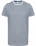 A Skinnifit SF202 t-shirt featuring horizontal black and white stripes.
