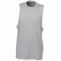SF232 by Skinnifit, a grey sleeveless shirt featuring wide armholes and a round neckline, displayed on a white background.