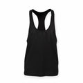 A Skinnifit SF236 black racerback sleeveless tank top showcased on a white background.