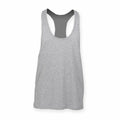 The SF236 by Skinnifit is a grey sleeveless tank top featuring a racerback design, set against a white backdrop.