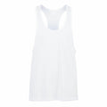 The SF236 by Skinnifit is a simple white tank top featuring a sleeveless racerback design, shown against a white backdrop.