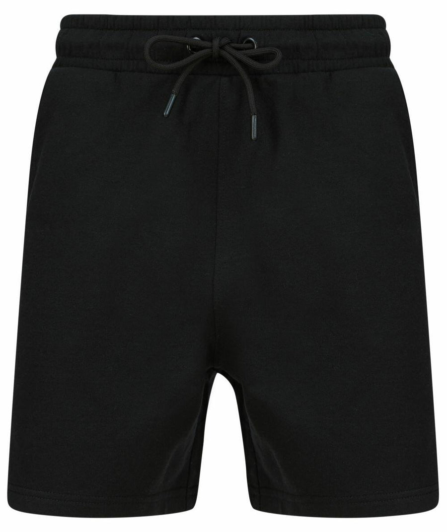 Skinnifit SF432 black drawstring shorts with an elastic waistband, displayed against a white background.