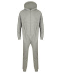 Skinnifit SF470 gray hooded onesie with a front zipper, displayed against a white background.