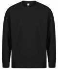 Skinnifit SF530 black crewneck sweatshirt with long sleeves on a plain background.