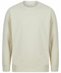 The SF530 by Skinnifit is a plain, cream-colored sweatshirt featuring long sleeves and a round neckline. Its fabric appears soft and comfortable, ideal for casual wear. The sweatshirt is showcased against a white background.