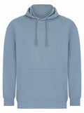 The Skinnifit SF531 is a plain blue hoodie featuring a front pocket and drawstring hood, displayed against a white background.