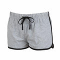 A pair of Skinnifit SK069 gray athletic shorts featuring black trim and a black drawstring.