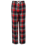 Skinnifit SK083 features red and black plaid pajama pants complemented by a white drawstring.