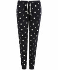 SK085 pajamas by Skinnifit featuring a drawstring waistband and white star patterns on black fabric.