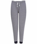 SK085 jogger pants by Skinnifit, featuring a black and white striped design with a drawstring waistband.