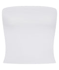The Vests (vest) is a plain white strapless, form-fitting tube top with a smooth, seamless design and no visible logos or embellishments, displayed against a white background.