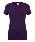 A plain, dark purple t-shirt from the Skinnifit brand (Product Name: SK121) displayed against a white background. It features short sleeves and a round neckline without any visible patterns or logos.