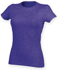 A short-sleeved, form-fitting SK121 t-shirt by Skinnifit in purple, displayed against a plain white background.