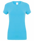 The SK121 by Skinnifit is a plain blue T-shirt featuring short sleeves and a round neckline, displayed against a white background.