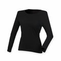 SK124 by Skinnifit, a black long-sleeve, crew-neck top, showcased on a plain white background.