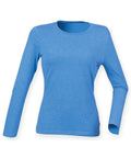 SK124 by Skinnifit is a blue long-sleeve crew neck shirt, displayed against a plain white background.