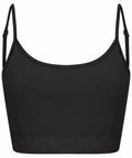 Skinnifit SK230 is a black cropped camisole featuring thin adjustable straps.