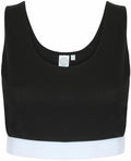 Skinnifit SK236 sports bra featuring a black design with a contrasting white band at the bottom.