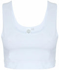 Skinnifit's SK236 is a white sleeveless crop top featuring a round neckline.