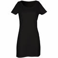 The SK257 by Skinnifit is a plain black short-sleeve dress with a round neckline.