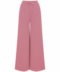 Introducing the Skinnifit SK431: wide-legged pink pants featuring an elastic waistband and drawstring, displayed against a white background.