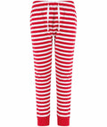 SM085 by SF Minni features red and white striped pajama pants with a drawstring waist, showcased against a plain white background.