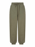 SF Minni's SM430 olive green sweatpants come with an elastic waistband and drawstring, complete with elastic cuffs at the ankles.