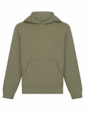 SF Minni's SM531 hoodie in olive green features a front pocket and drawstring hood.