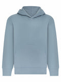 The SM531 by SF Minni is a plain light blue hoodie featuring a front pocket and long sleeves. Made from soft, comfortable fabric, it includes a hood at the top and offers a simple, casual design.
