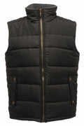 Regatta Professional's SN104 is a black puffer vest featuring a front zipper and two buttoned pockets.