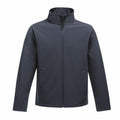 The Regatta Professional SN130 is a plain black zip-up jacket that boasts a high collar and long sleeves. It includes two front pockets and showcases a minimalist design, presented on a white background.
