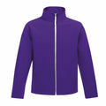 The SN130 jacket by Regatta Professional is showcased against a white background. It features a high collar, long sleeves, and a front zipper, coupled with two side pockets and presents a simple, sleek design in purple.