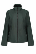 A Regatta Professional SN131 jacket in dark green features a high collar and a black front zipper. This jacket has long sleeves and boasts a simple, sleek design with no visible logos or patterns.