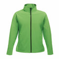 Product SN131 from Regatta Professional is a lime green jacket featuring a high collar and front zipper. It comes with long sleeves, two side pockets, and is crafted from a smooth, slightly shiny fabric.